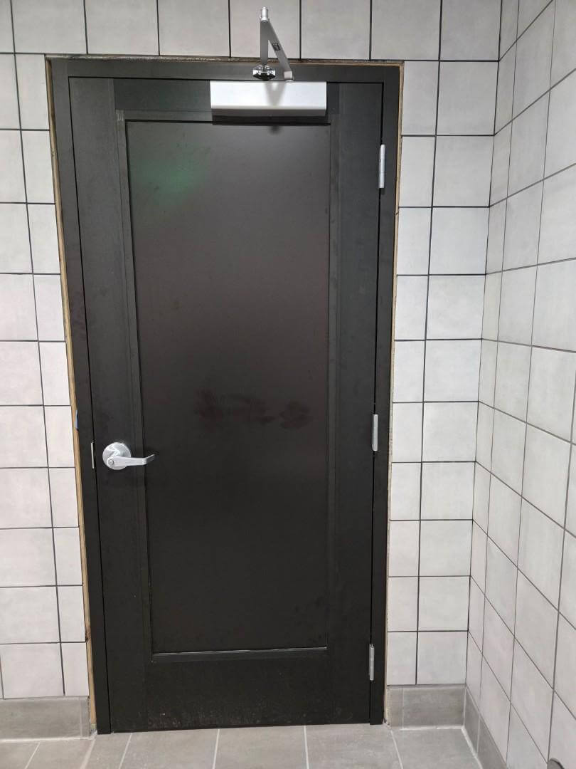 Interior bathroom door installation